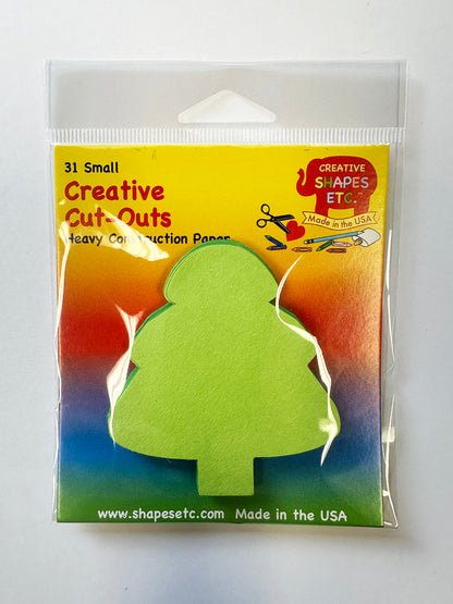 SHAPES ETC. Holiday Evergreen Tree Assorted Green Color Cut-Outs - 3in