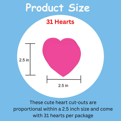 SHAPES ETC. Pink Heart Bright Neon Single Color Small Cut-Outs- 2.5"