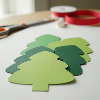SHAPES ETC.  124 Pcs Christmas Evergreen Tree Large Assorted Green Cut-Outs - 5.5in
