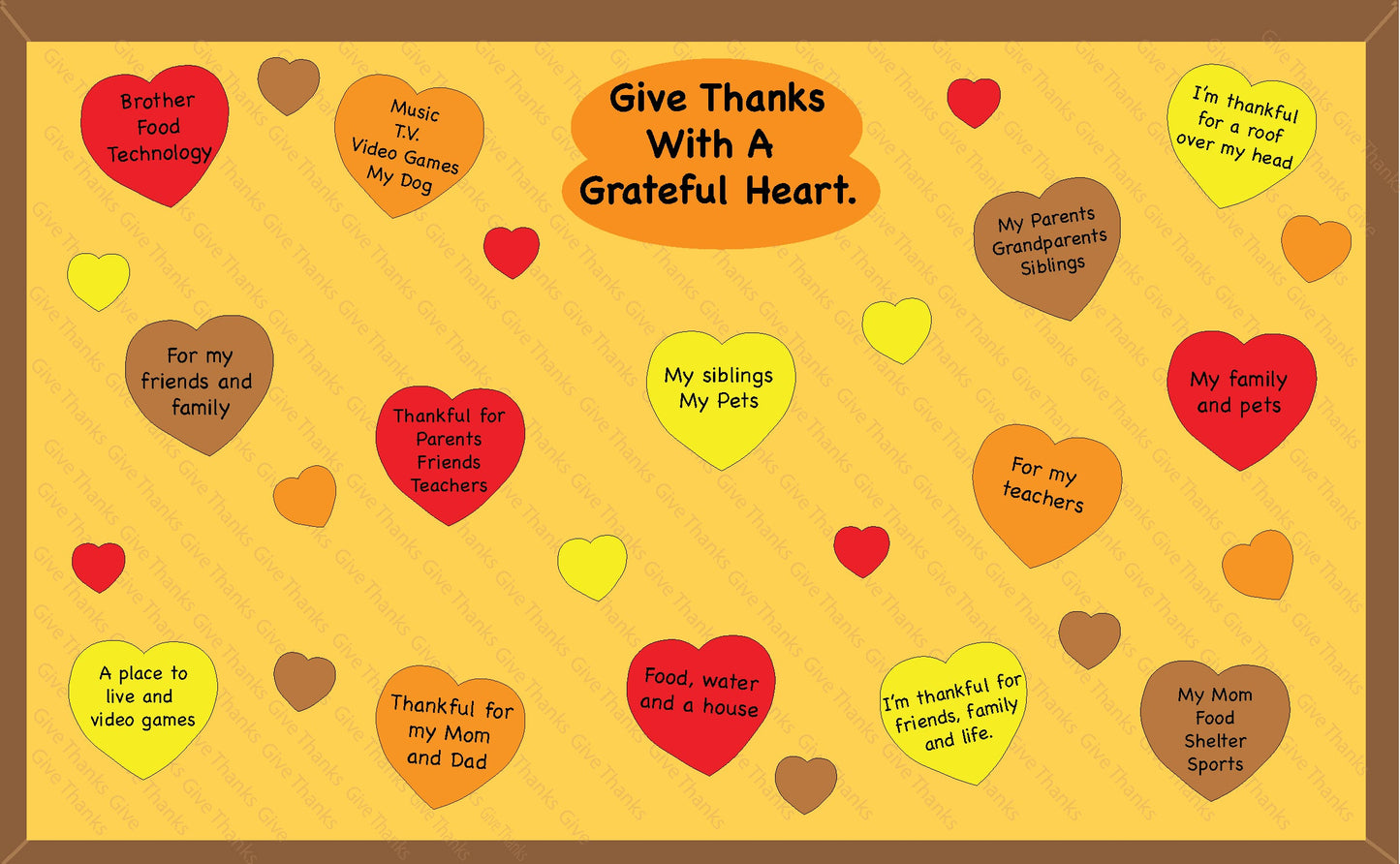 SHAPES ETC. Holiday Thanksgiving Heart  Small Assorted Color Cut-Outs - 2.5in