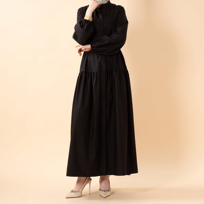 A-Line Trench Shirt Maxi Abaya Dress with Pockets (MA422)
