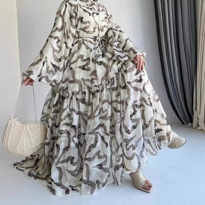 Abstract Print Chiffon Dress(MA402)