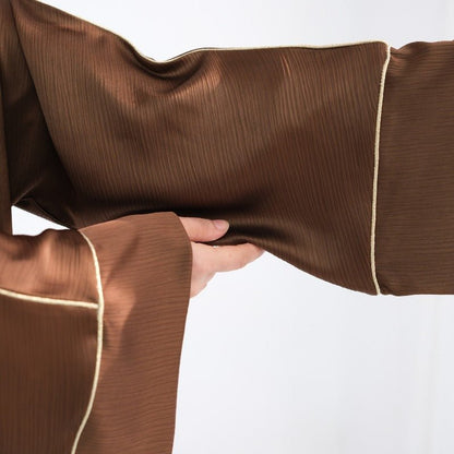 Acetate Crinkle Solid Color Round Neck Abaya Set(MA307)