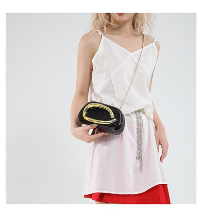 Acrylic Evening Clutch | Metallic Handle Party Bag with Chain Strap(MAC354)