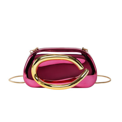 Acrylic Evening Clutch | Metallic Handle Party Bag with Chain Strap(MAC354)