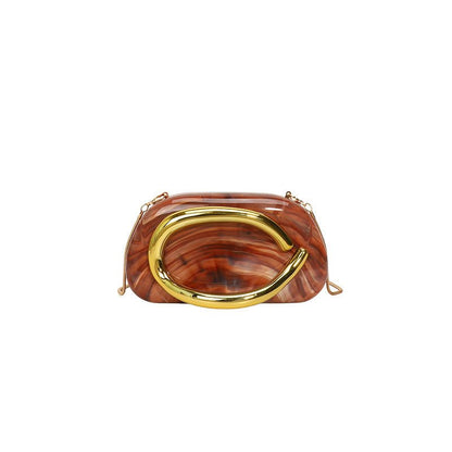 Acrylic Evening Clutch | Metallic Handle Party Bag with Chain Strap(MAC354)