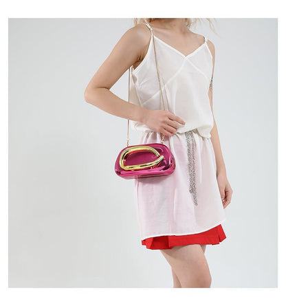 Acrylic Evening Clutch | Metallic Handle Party Bag with Chain Strap(MAC354)
