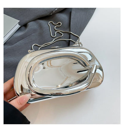 Acrylic Evening Clutch | Metallic Handle Party Bag with Chain Strap(MAC354)