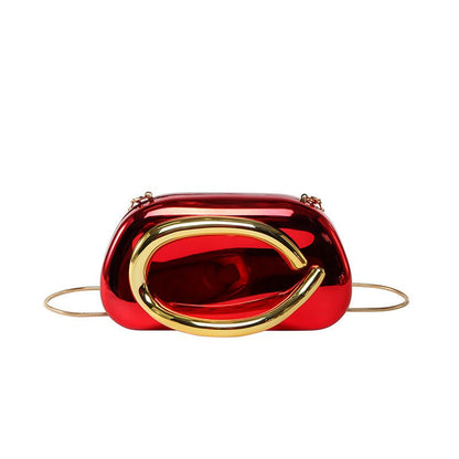 Acrylic Evening Clutch | Metallic Handle Party Bag with Chain Strap(MAC354)