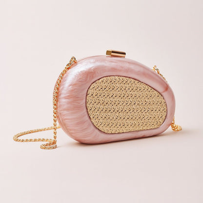 Acrylic Shell Clutch with Woven Inset(MAC372)