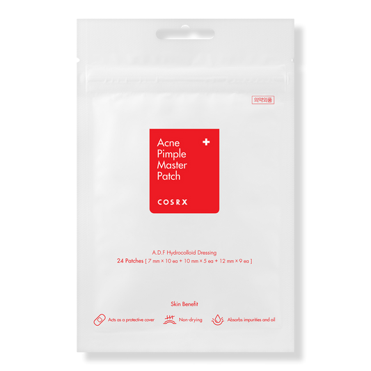 Adelyne's Boutique & Gifts acne pimple master patch on clear skin, showing small transparent patches for blemish treatment.