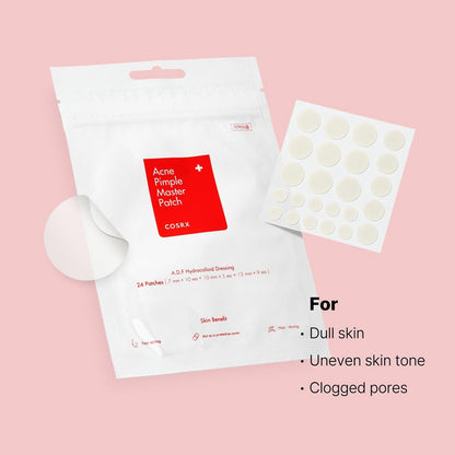 Adelyne's Boutique & Gifts Acne Pimple Master Patch showing clear, small adhesive patches on skin for acne treatment.