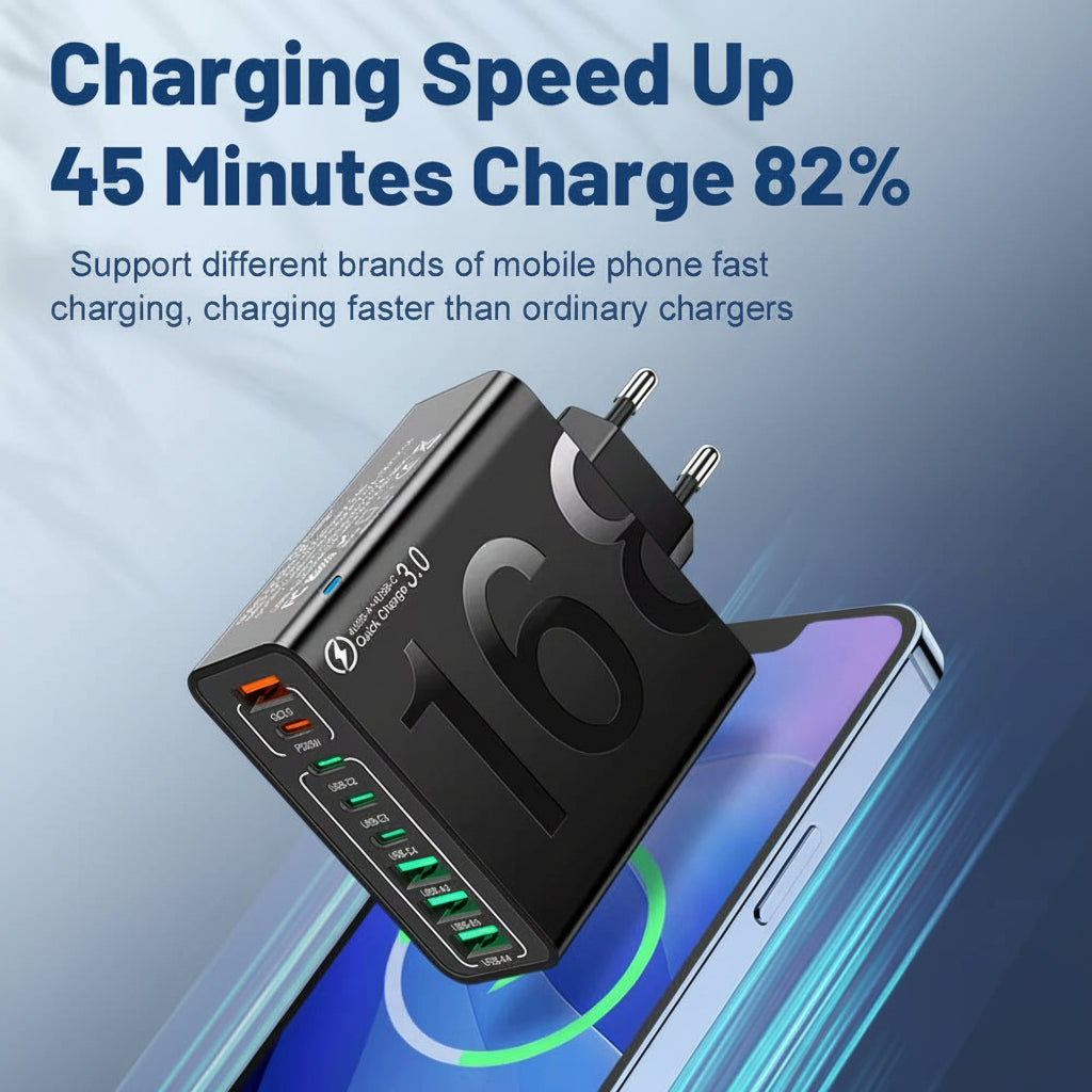 150W Multi Ports USB Charger Fast Charging Wall Adapter for Xiaomi Iphone Samsung Huawei PD Type C Travel Charger EU/US/KR Plug