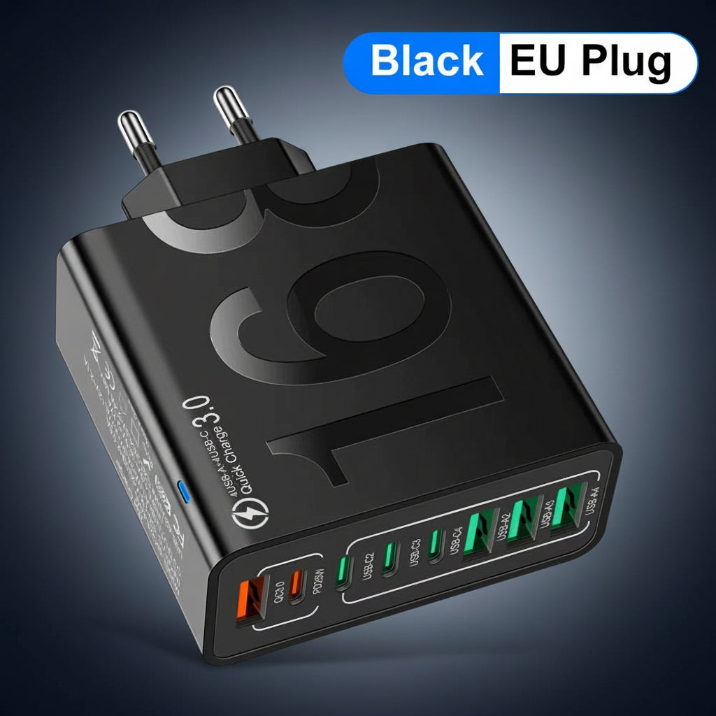 150W Multi Ports USB Charger Fast Charging Wall Adapter for Xiaomi Iphone Samsung Huawei PD Type C Travel Charger EU/US/KR Plug