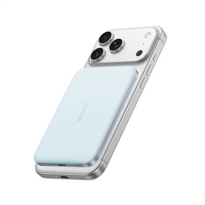 Black Anker Nano Power Bank 5K with MagGo and Slim design, compact portable charger on a white background.