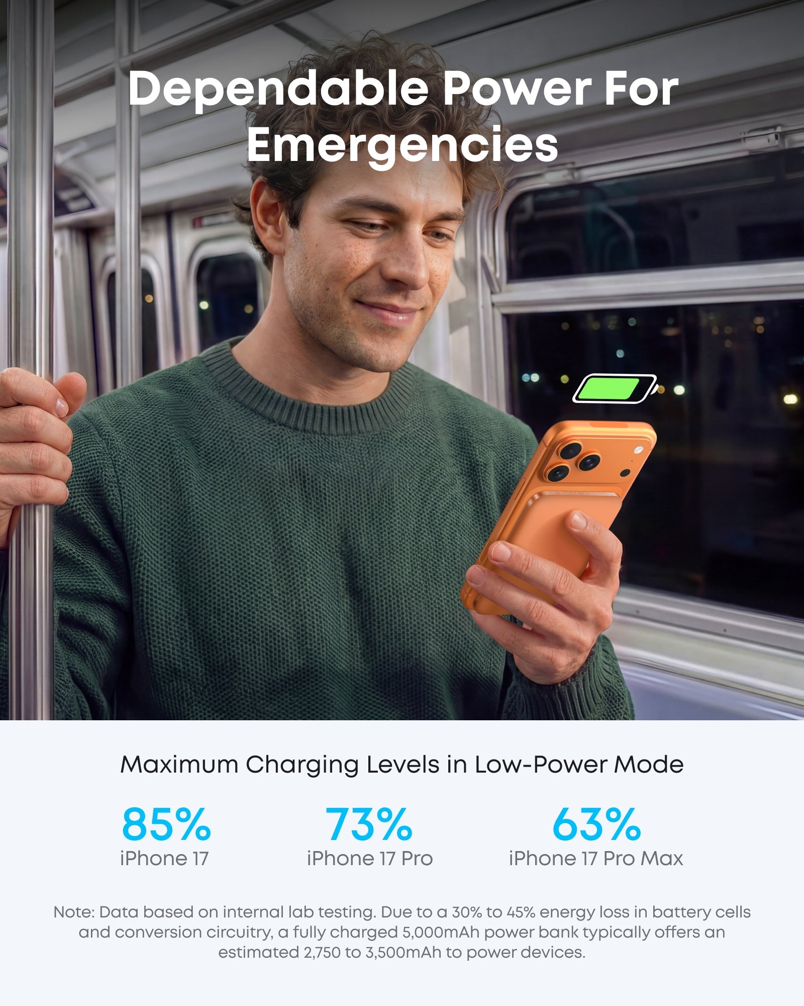 Black Anker Nano Power Bank 5K with MagGo and Slim design, compact portable charger for smartphones and devices.