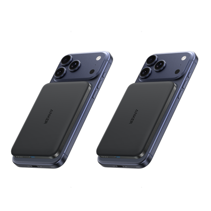 Black Anker Nano 5K MagGo Slim Power Bank with compact design, portable charger for smartphones and devices.