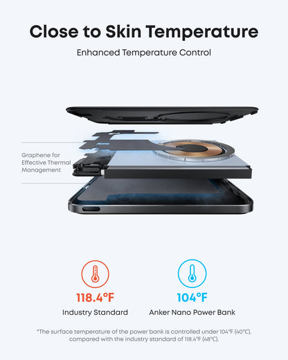Black Anker Nano Power Bank 5K with MagGo Slim design, compact portable charger for smartphones and devices.