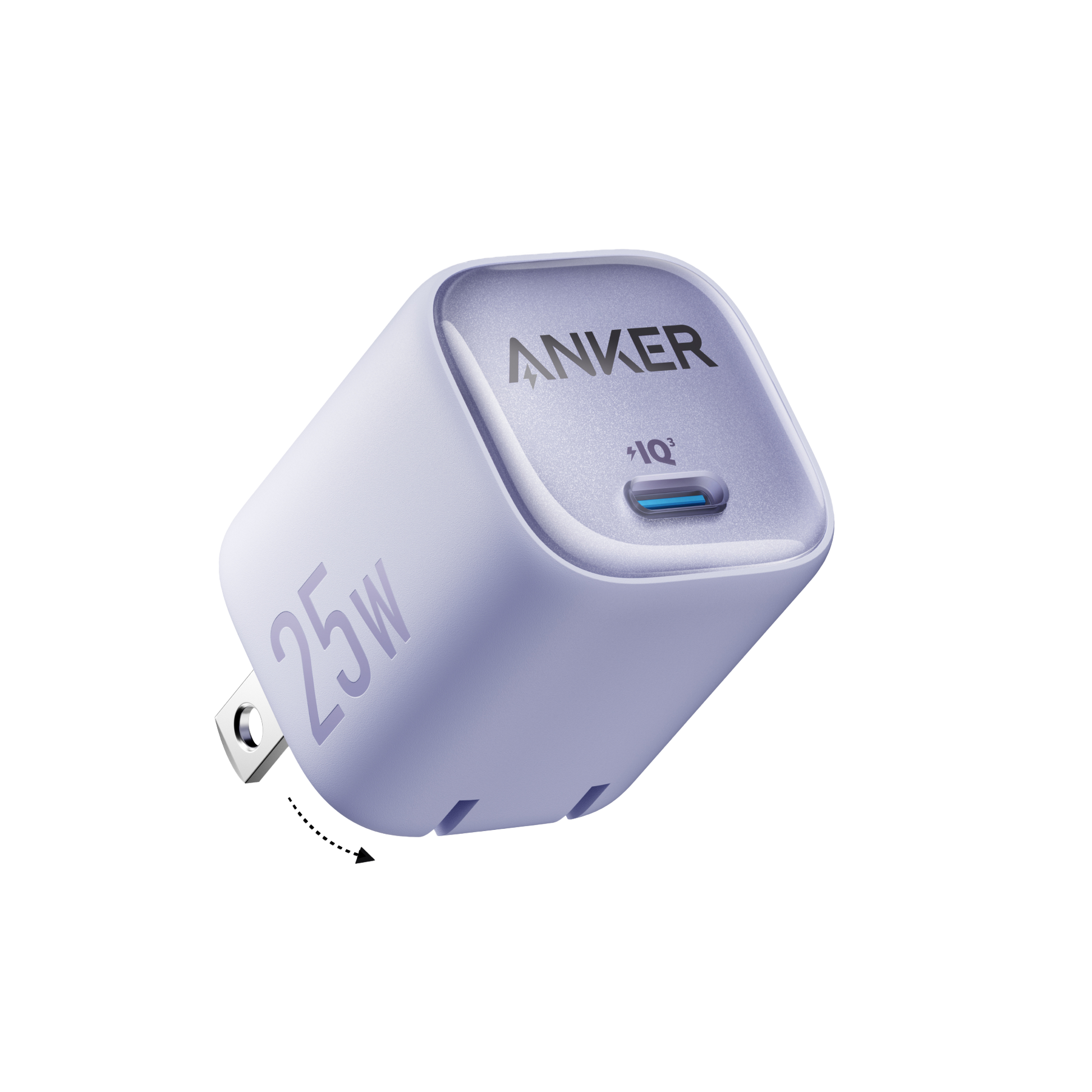 Black Anker 25W compact charger with USB-C port, designed for fast and efficient device charging.