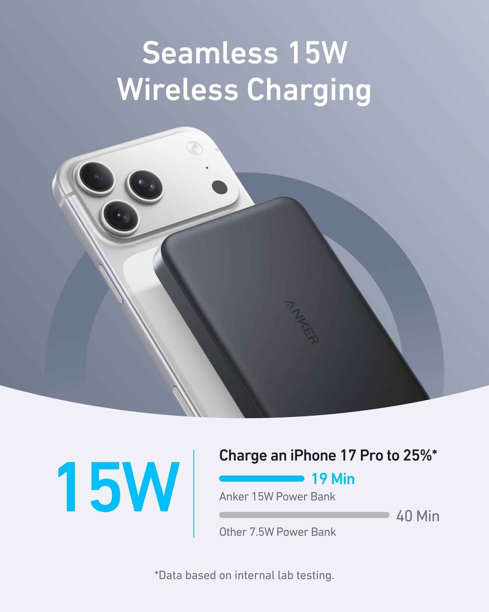 Black Anker MagGo 10K Slim Power Bank with USB-C port, compact design, and fast charging capability.
