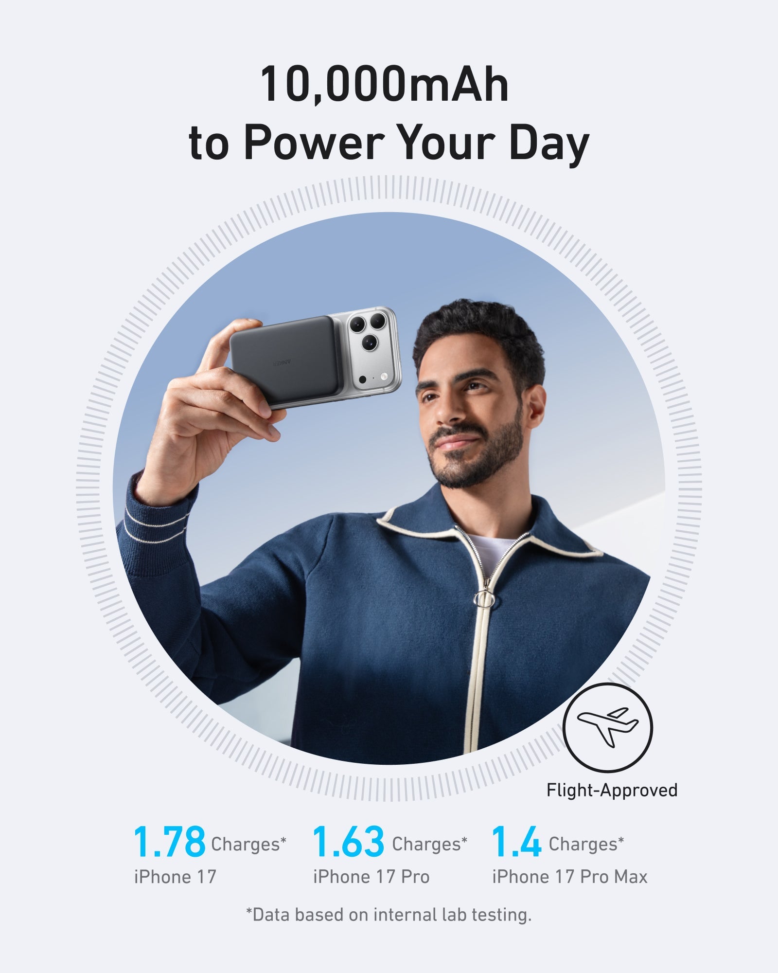Black Anker MagGo 10K Slim Power Bank with MagSafe-compatible wireless charging and compact portable design.