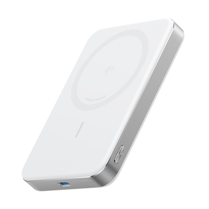 Black Anker MagGo Power Bank 10K Slim with LED indicator, portable design, and magnetic wireless charging capability.