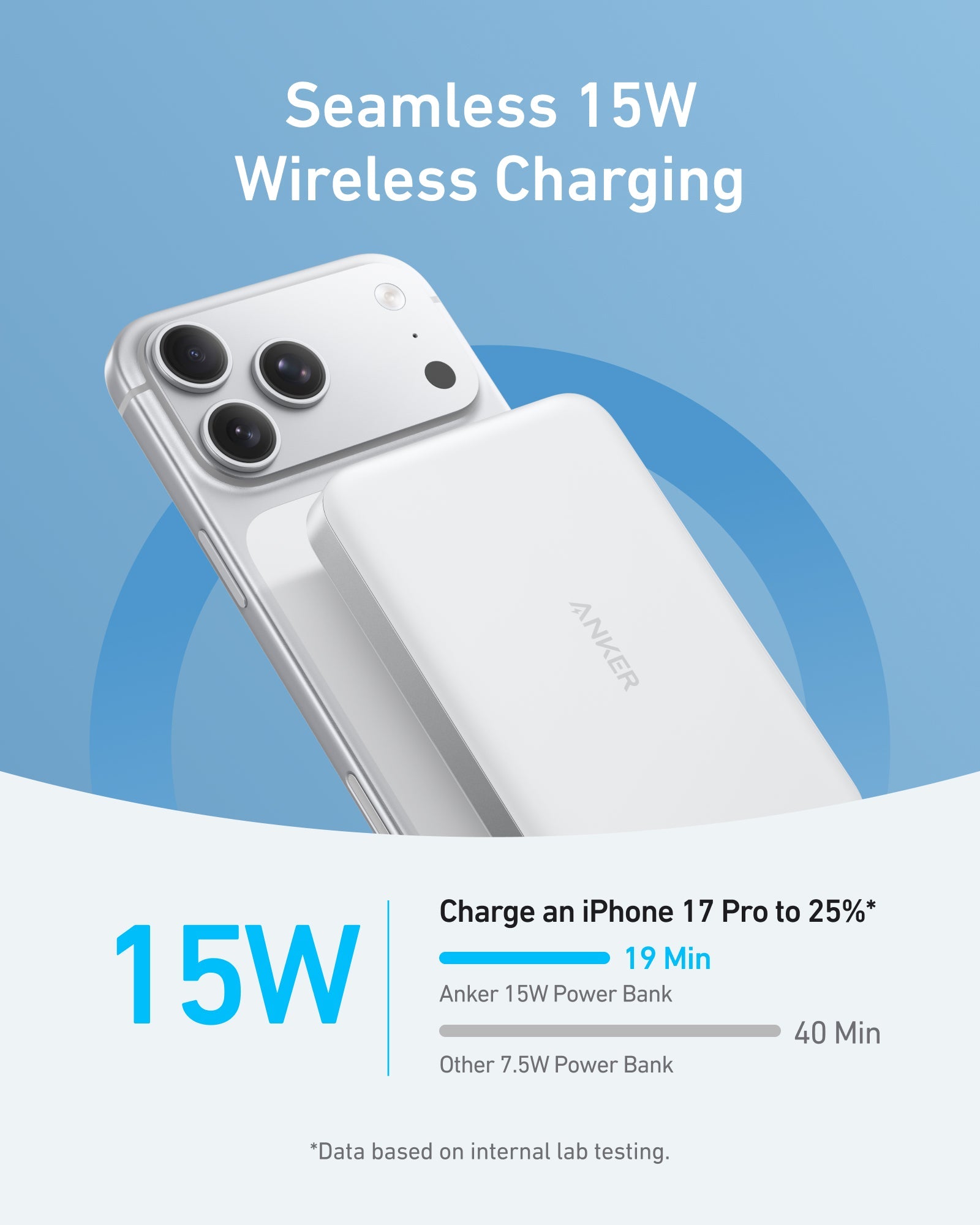 Anker MagGo Power Bank 10K in black, slim portable charger with magnetic attachment and USB-C port for charging devices.
