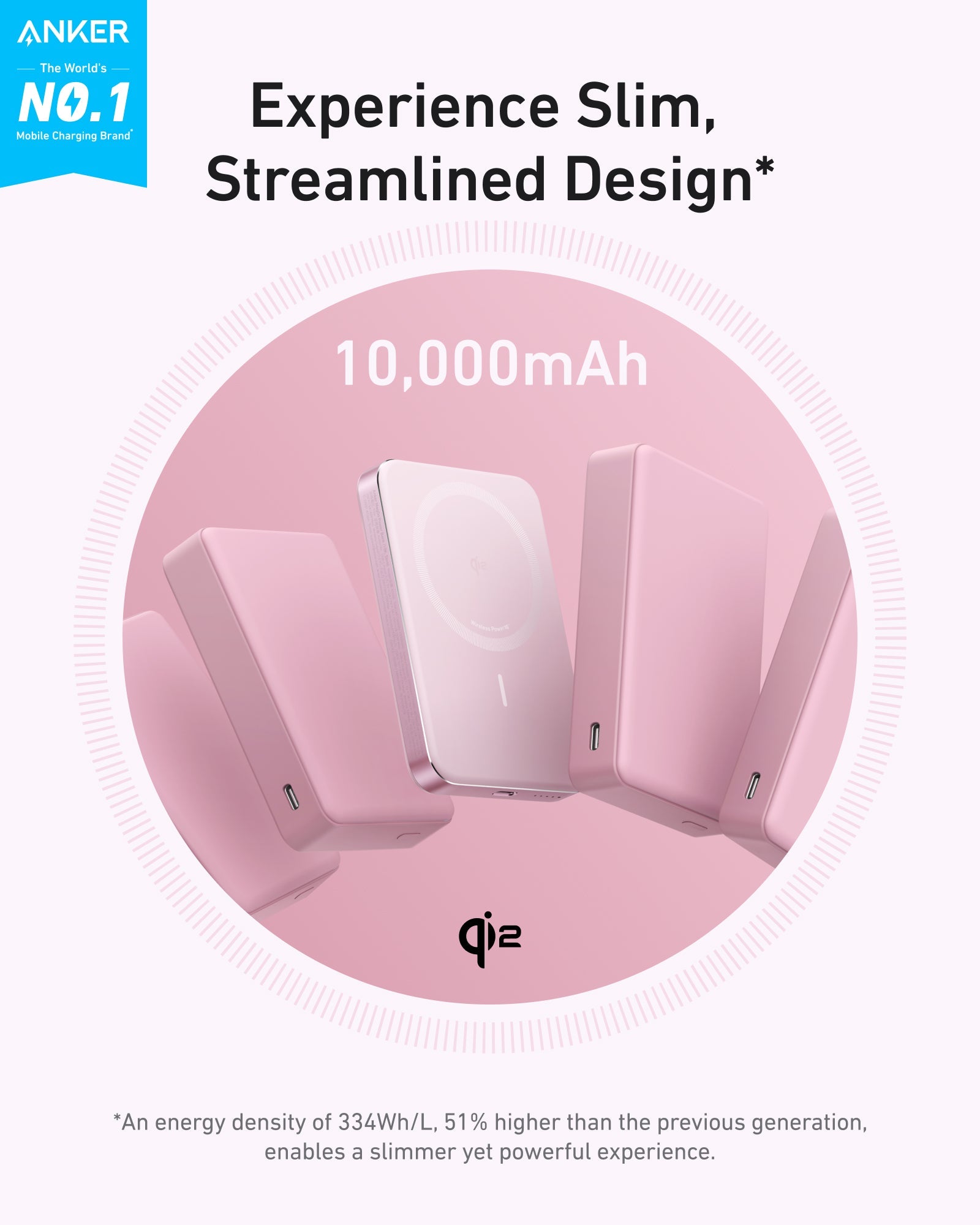 Black Anker MagGo 10K Slim Power Bank with magnetic attachment for portable charging and sleek design.