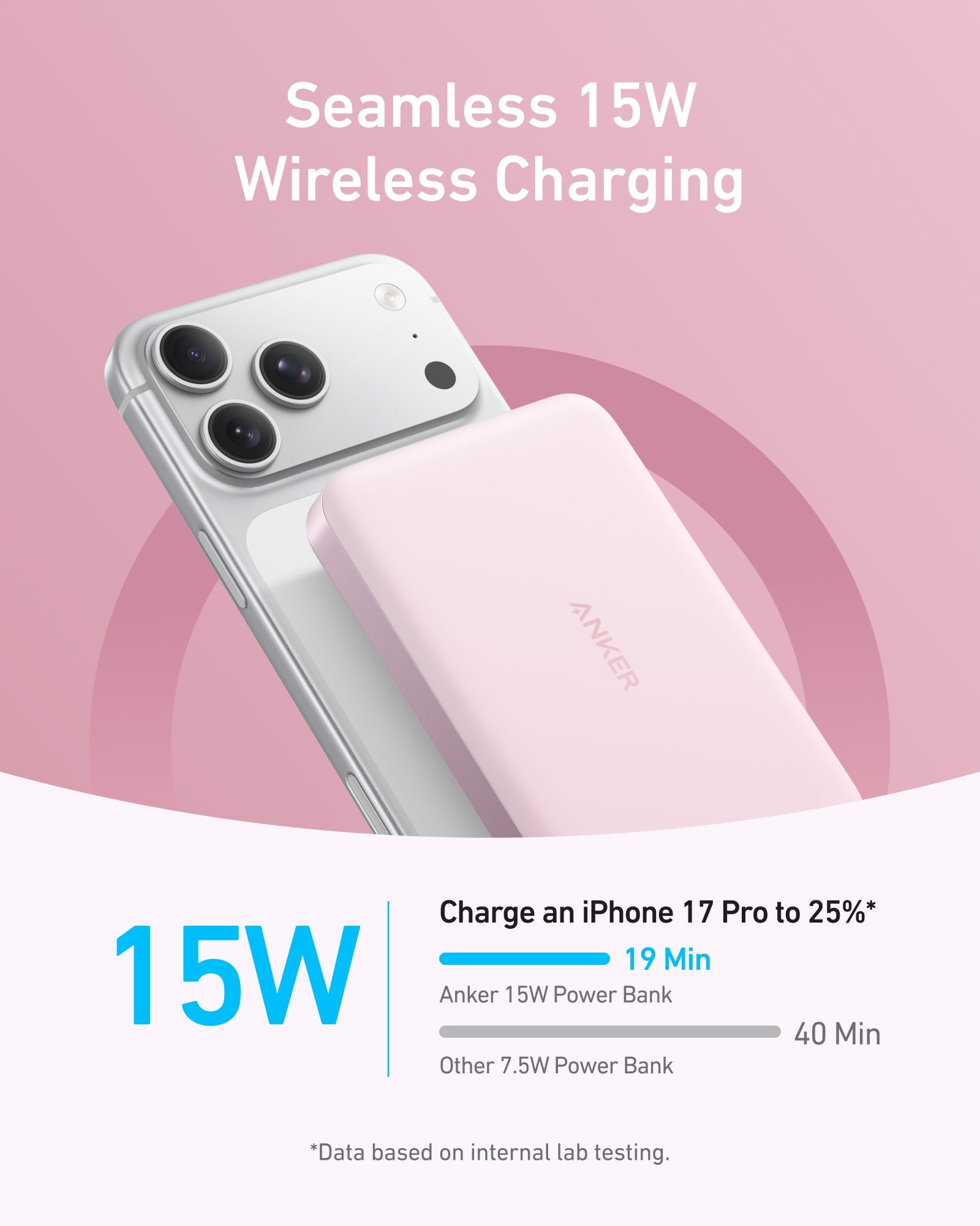 Black Anker MagGo Power Bank 10K Slim, portable rechargeable battery with magnetic wireless charging capability