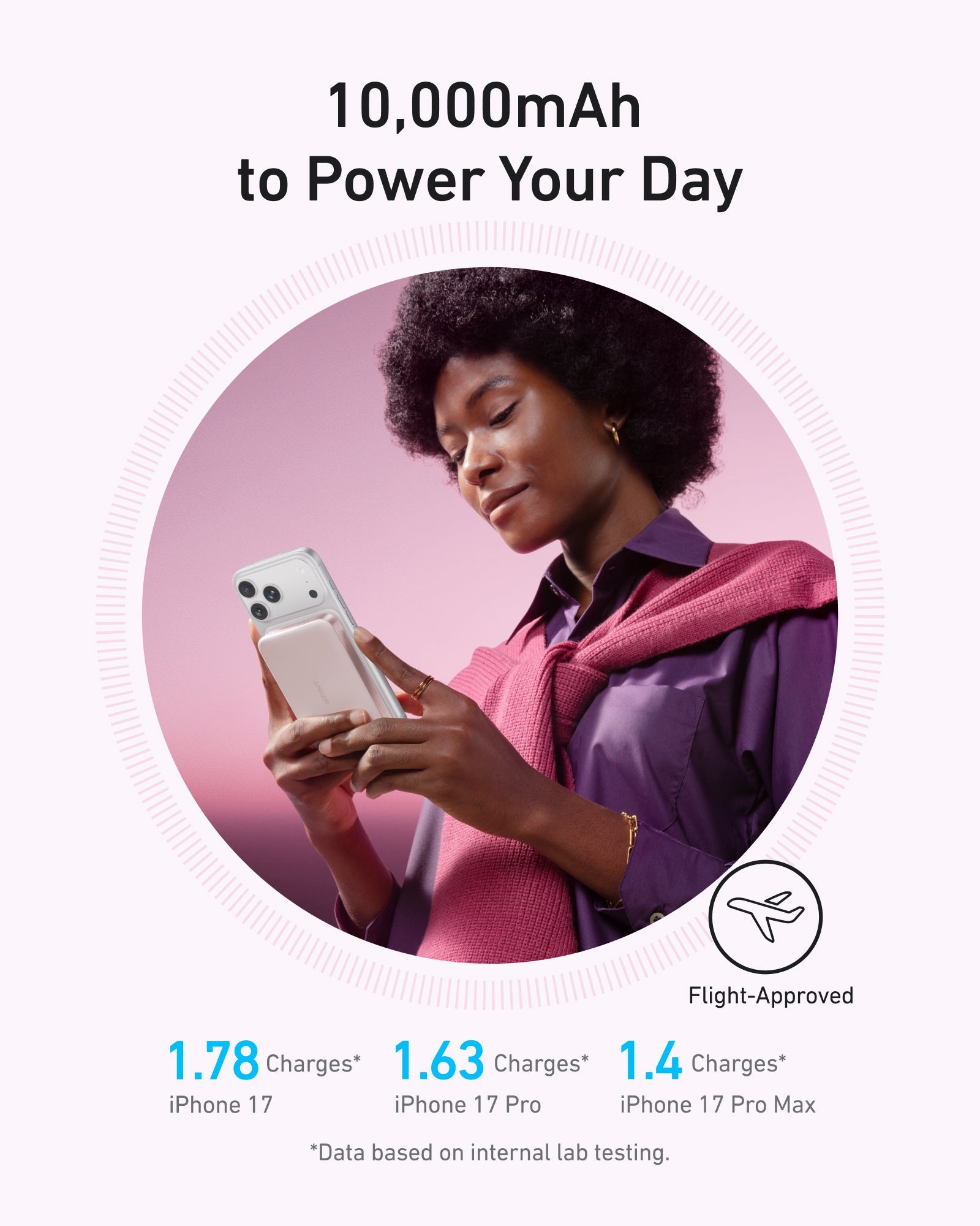 Black Anker MagGo 10K Slim Power Bank with magnetic attachment for wireless charging and portable power.