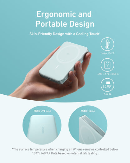 Black Anker MagGo Power Bank 10K Slim portable charger with sleek design and USB-C port for on-the-go device charging