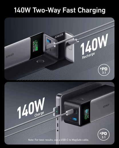 Black Anker 737 PowerCore 24K portable power bank for charging devices, featuring multiple USB ports for fast power delivery.