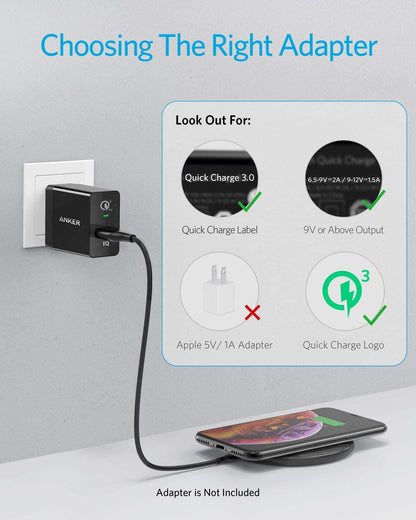 Anker 313 wireless charging pad in black for fast, cable-free phone charging on a flat surface