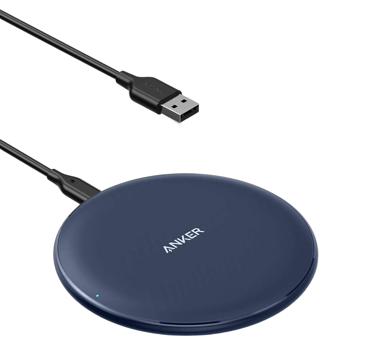 Anker 313 wireless charging pad in black for efficient, cable-free charging of compatible smartphones.