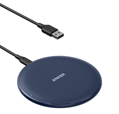 Anker 313 wireless charging pad in black for efficient, cable-free charging of compatible smartphones.