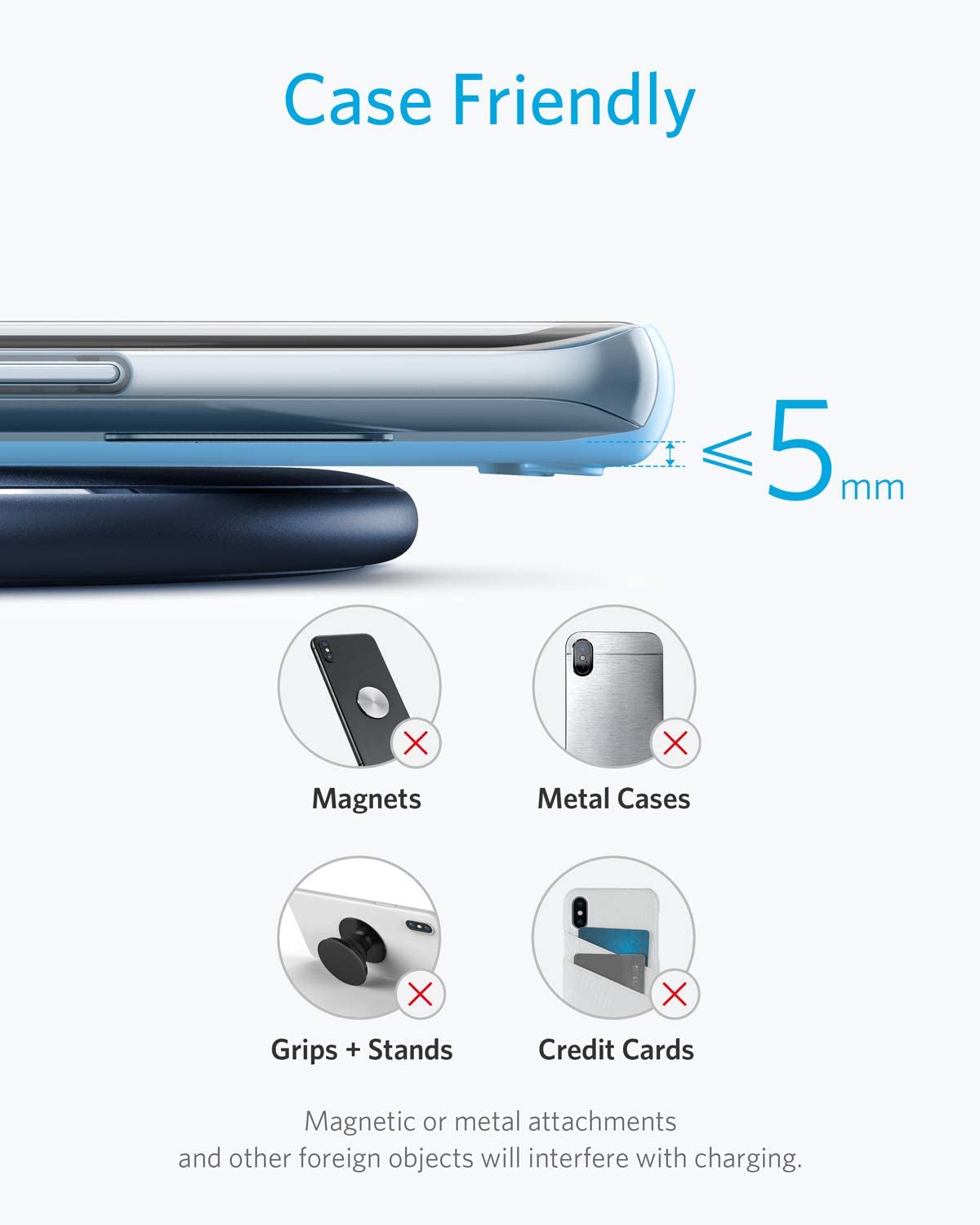 Anker 313 wireless charging pad in black for fast, convenient phone charging with sleek, compact design.