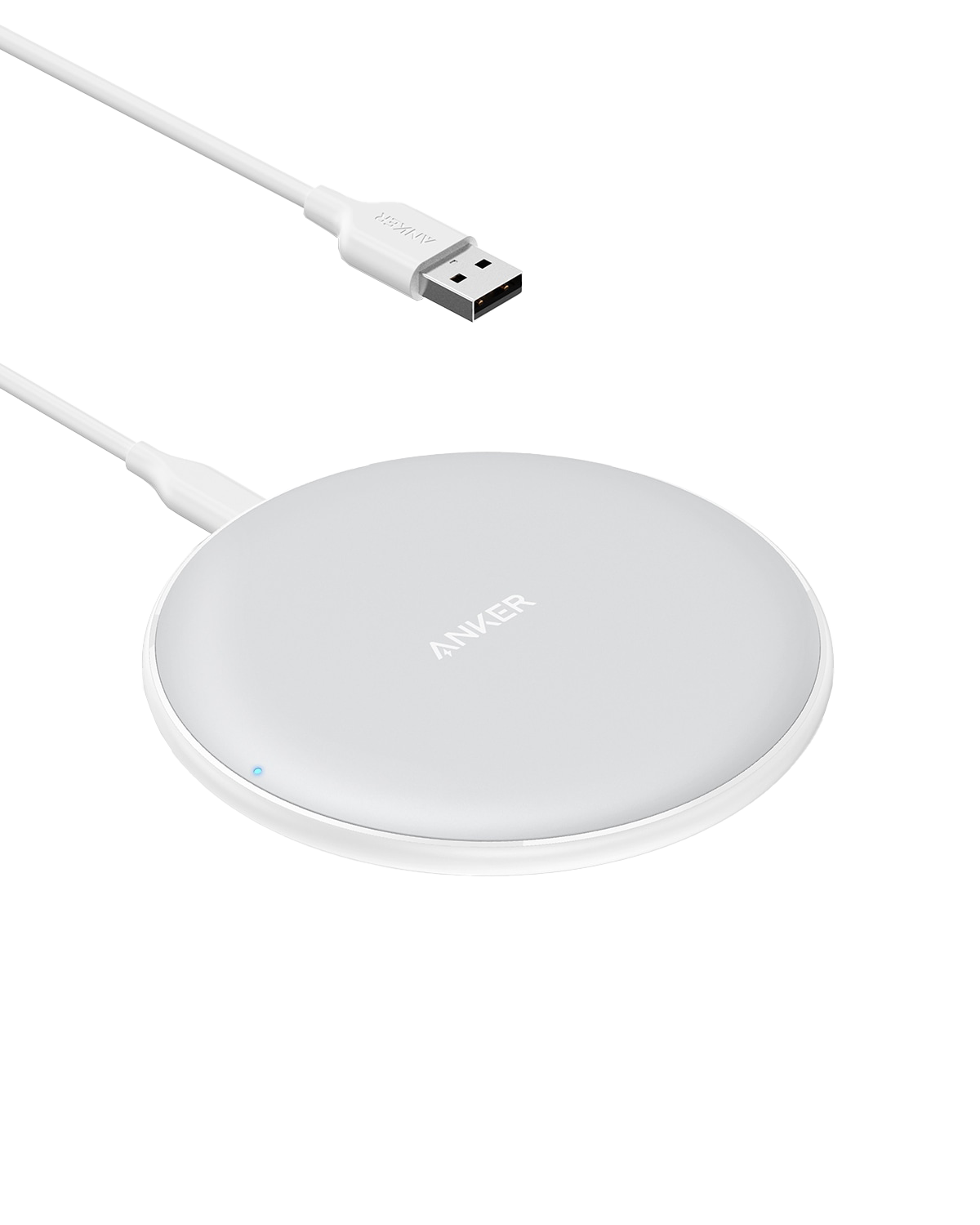 Anker 313 wireless charging pad in black for charging compatible devices quickly and conveniently.