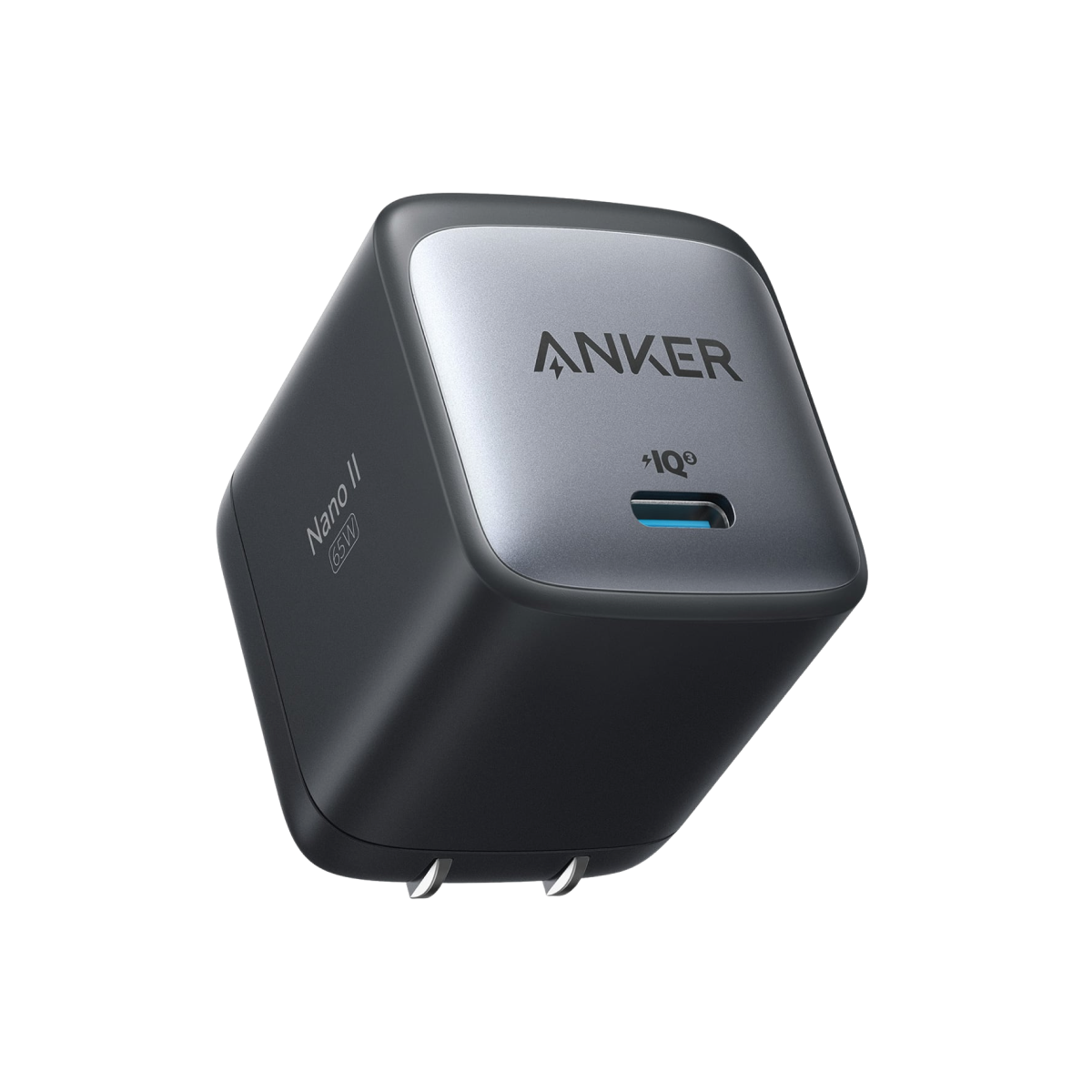 Anker 715 Nano II 65W charging-only black USB-C wall charger with compact design and single port.