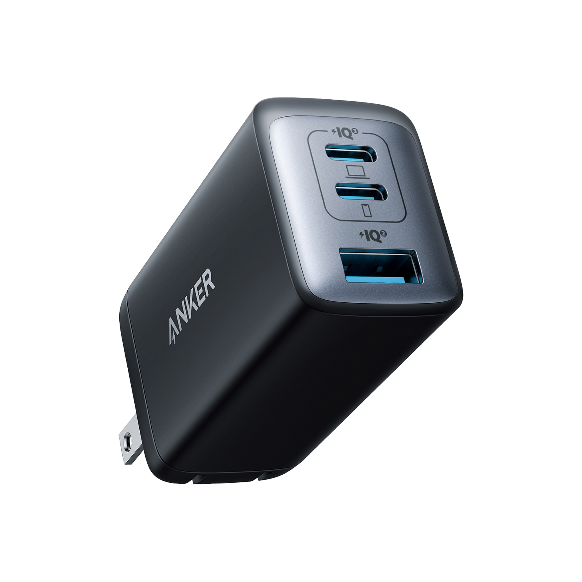 Anker 735 Nano II 65W charging-only wall charger in black with compact design and USB-C port.