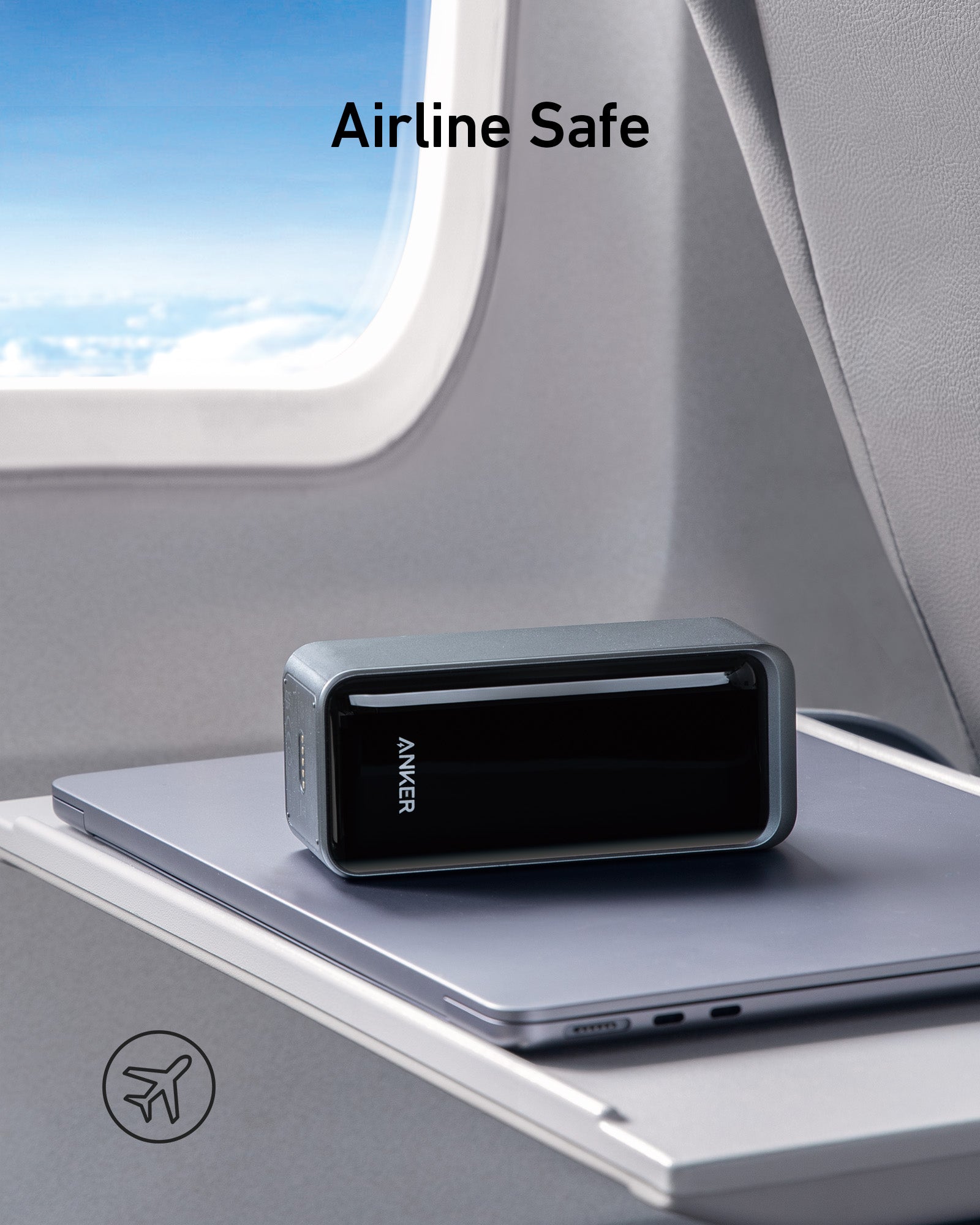 Black Anker Prime Power Bank 20K 200W for charging devices, featuring multiple ports and compact design.