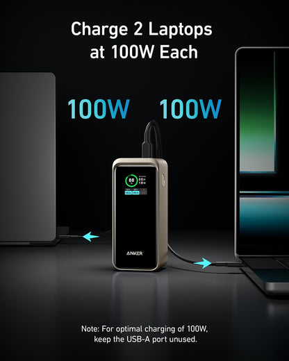 Anker Prime Power Bank 20K 200W in black, compact portable charger with multiple ports for fast charging devices.