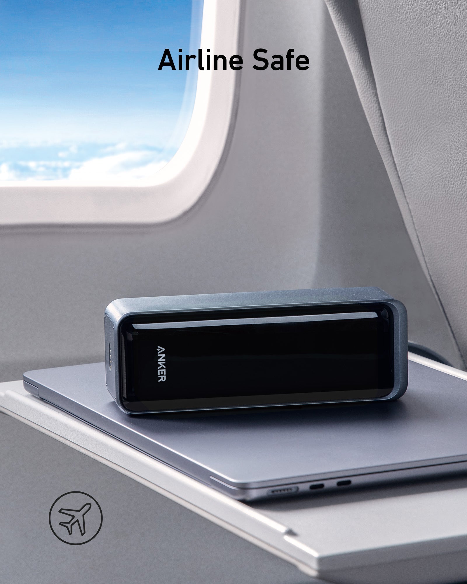 Black Anker Prime Power Bank 27K with 250W charging capacity, compact portable power bank for fast device charging