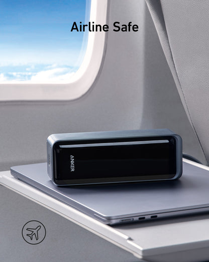 Black Anker Prime Power Bank 27K with 250W charging capacity, compact portable power bank for fast device charging