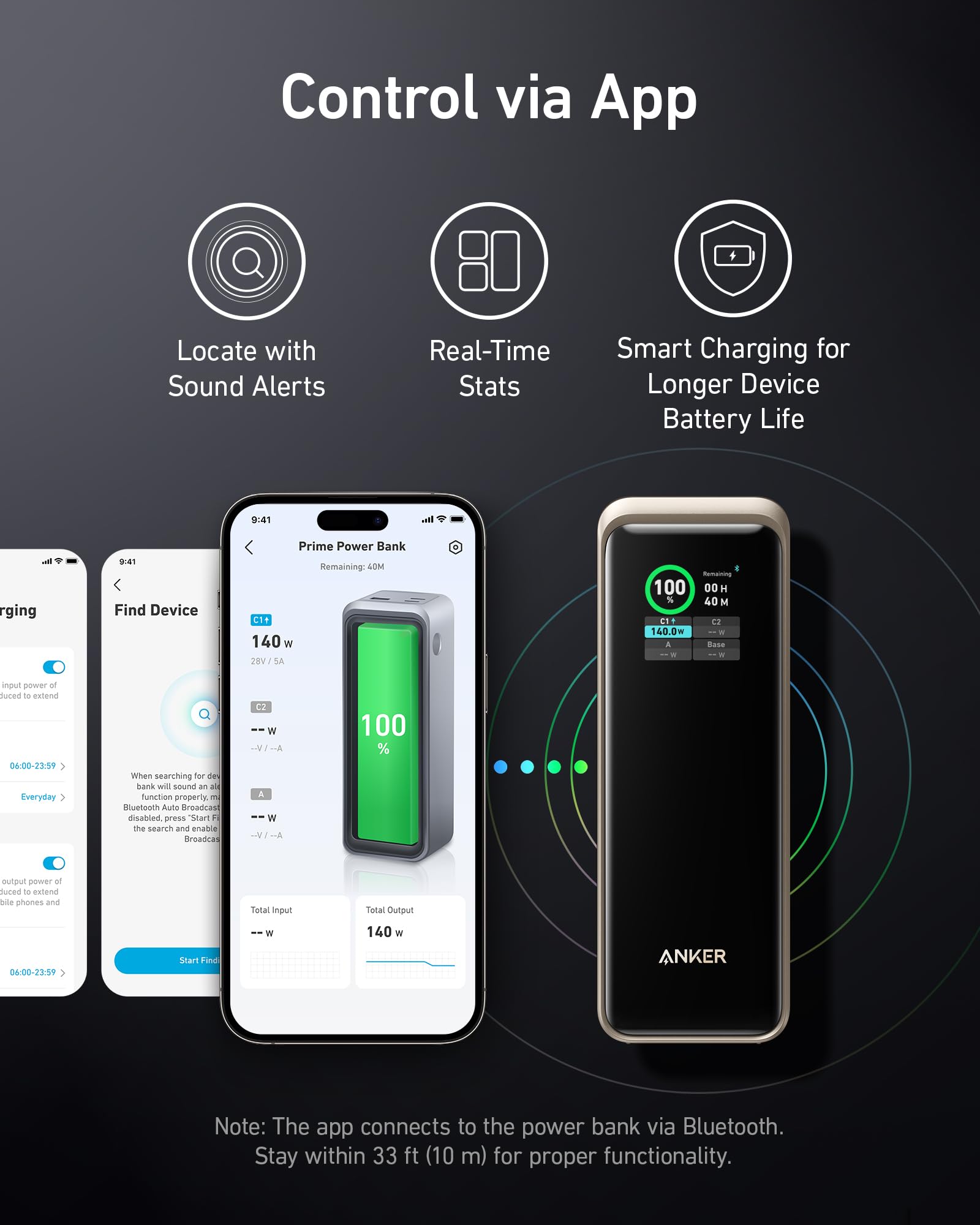 Anker Prime Power Bank 27K 250W black charging-only portable battery with multiple ports for fast device charging.