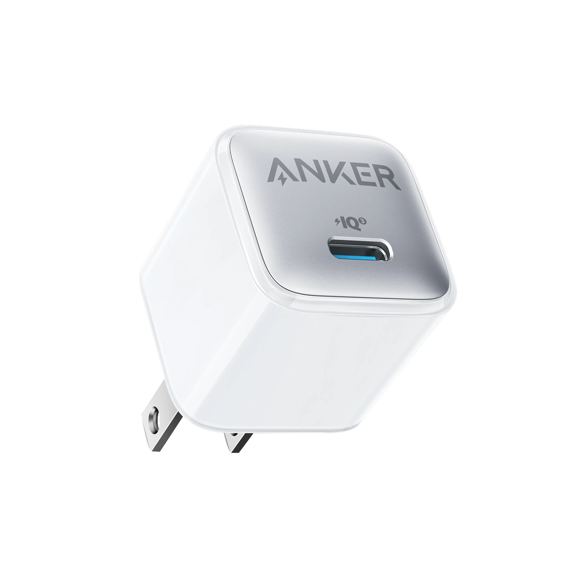 Anker Nano 20W charger in black, compact charging device designed for fast power delivery.
