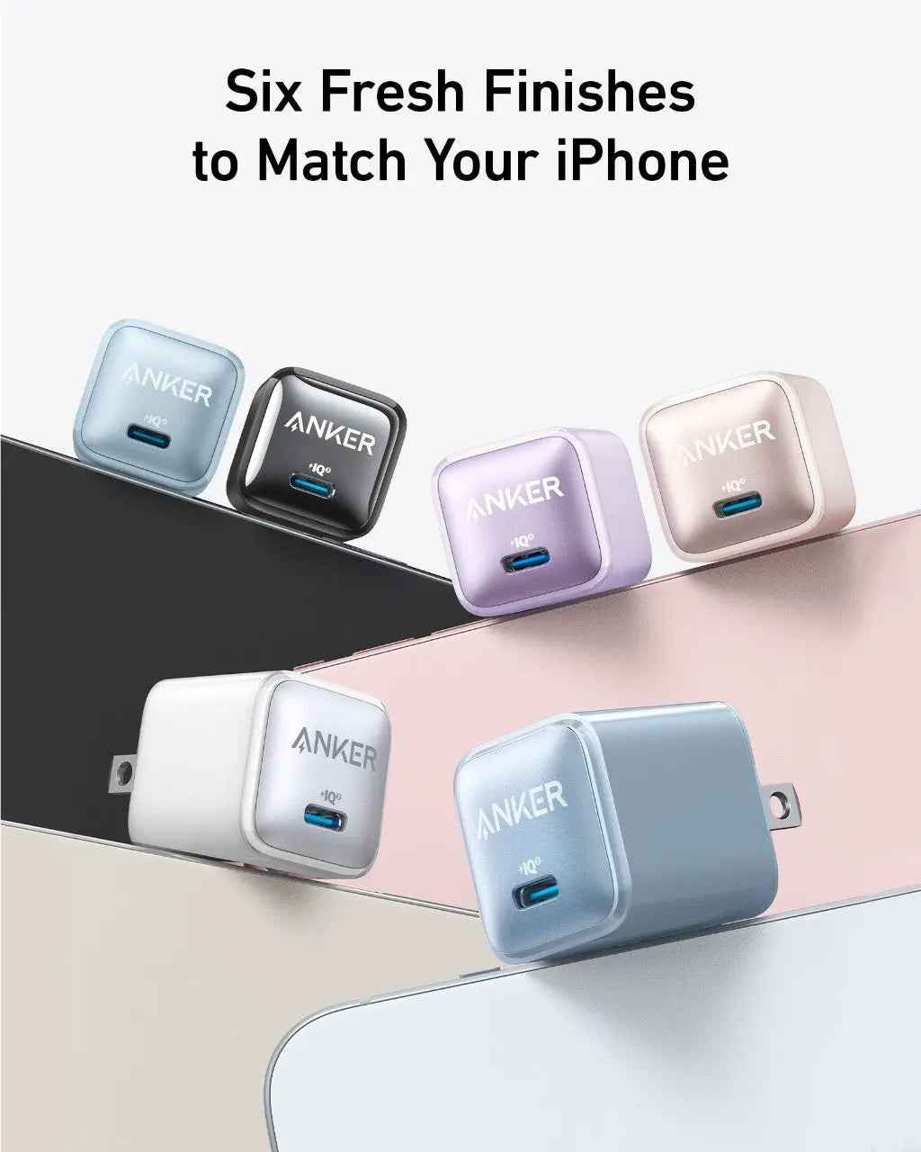 Anker Nano 20W charger in black, compact and portable, designed for fast charging smartphones and devices.