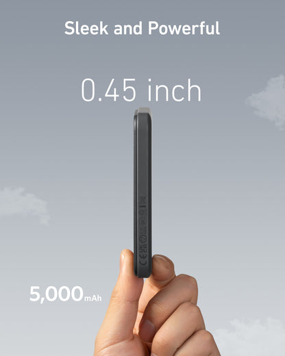 Anker 621 Magnetic Battery MagGo in interstellar gray, portable charging device with magnetic attachment for smartphones.
