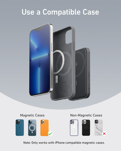 Anker 621 Magnetic Battery MagGo in interstellar gray, showing a compact portable magnetic charging device with sleek design.