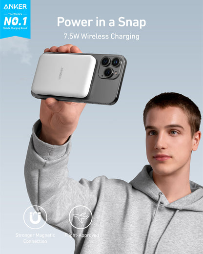 Anker 621 Magnetic Battery MagGo in Interstellar Gray, portable charging device with magnetic attachment for smartphones.