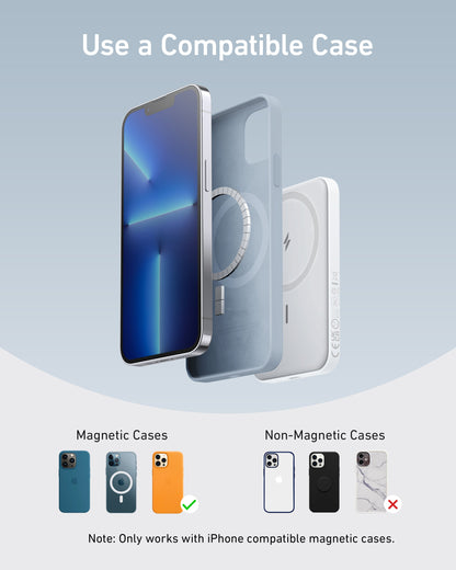 Anker 621 MagGo Magnetic Battery in interstellar gray, showing its compact design and magnetic charging feature.